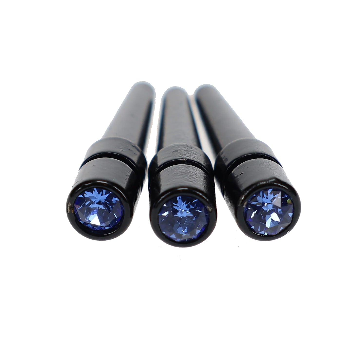 WE Games Black Metal Cribbage Pegs with Austrian Crystals - Set of 3 - Cobalt Blue