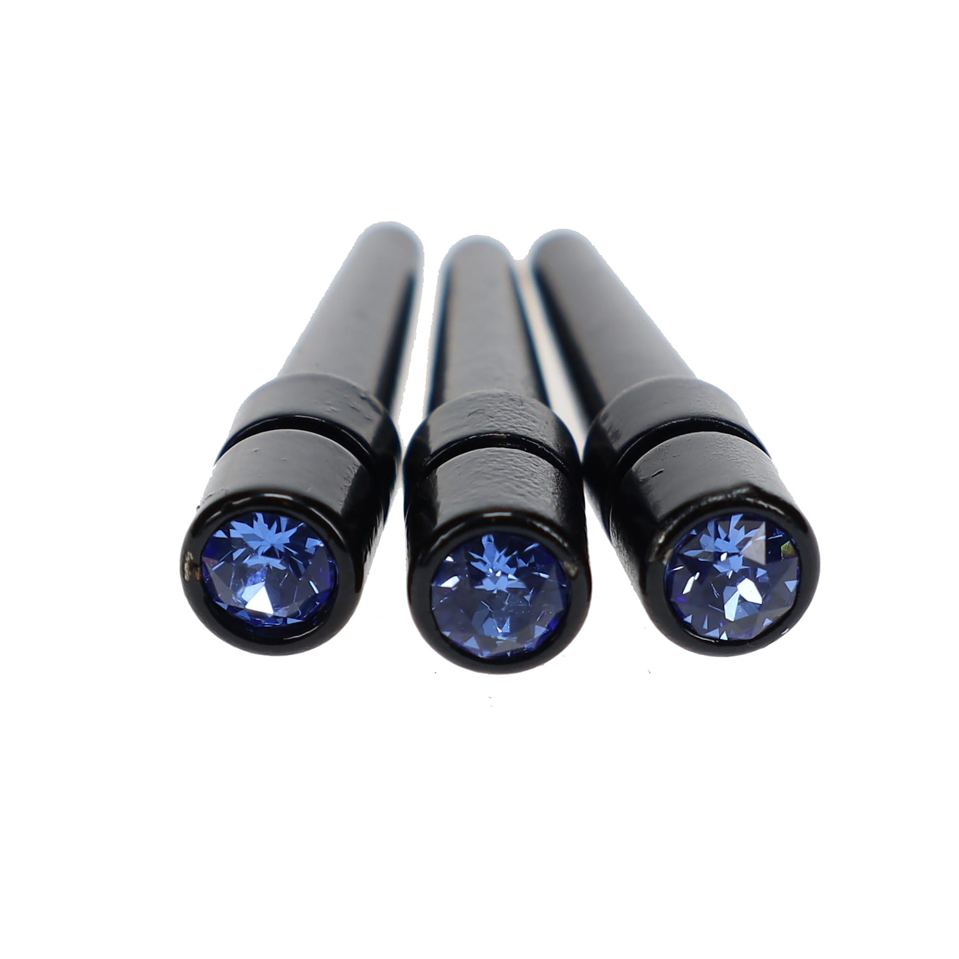 WE Games Black Metal Cribbage Pegs with Austrian Crystals - Set of 3 - Cobalt Blue