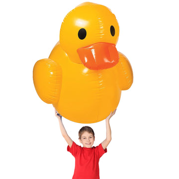 Fun Express Giant Inflatable Duck - 4ft Tall, Yellow Rubber Decoration for Baby Showers, Birthdays & Pool Parties