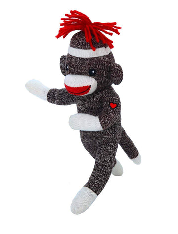 Plushland Adorable Sock Monkey 8 Inches Tall - Soft Realistic Plush Knitted Stuffed Animal Toy Gift - For Kids, Babies, Teens, Girls And Boys (New Brown)