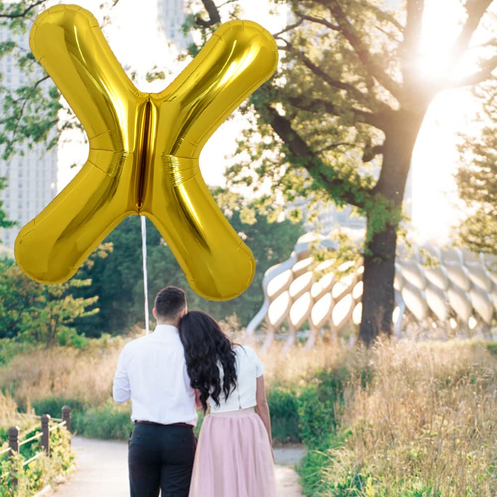 Toniful 40 Inch Large Gold Letter X Balloons Helium Balloons,Foil Mylar Big Balloons For Birthday Party Anniversary Supplies Dec