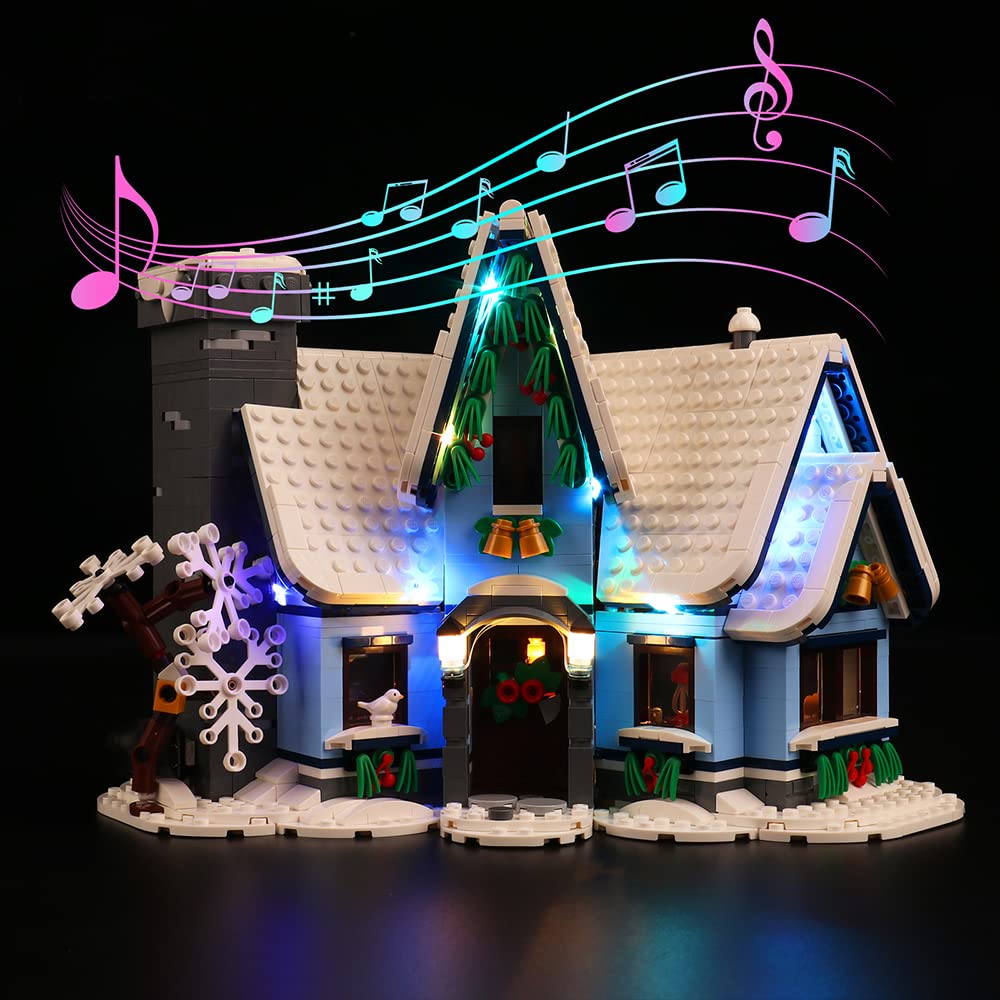 Vonado Led Light Kit Compatible With Lego Santa’S Visit 10293 Building Set (No Model),Decoration Lighting Kit Compatible With Lego Christmas Bricks (Music Version-New)