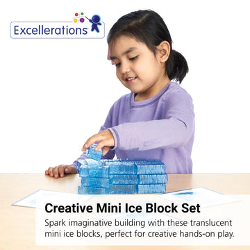 Excellerations Mini Ice Building Blocks For Kid- 36 Blocks With 5 Activity Cards, Stem, Stacking Bricks, Engineering Block Acces
