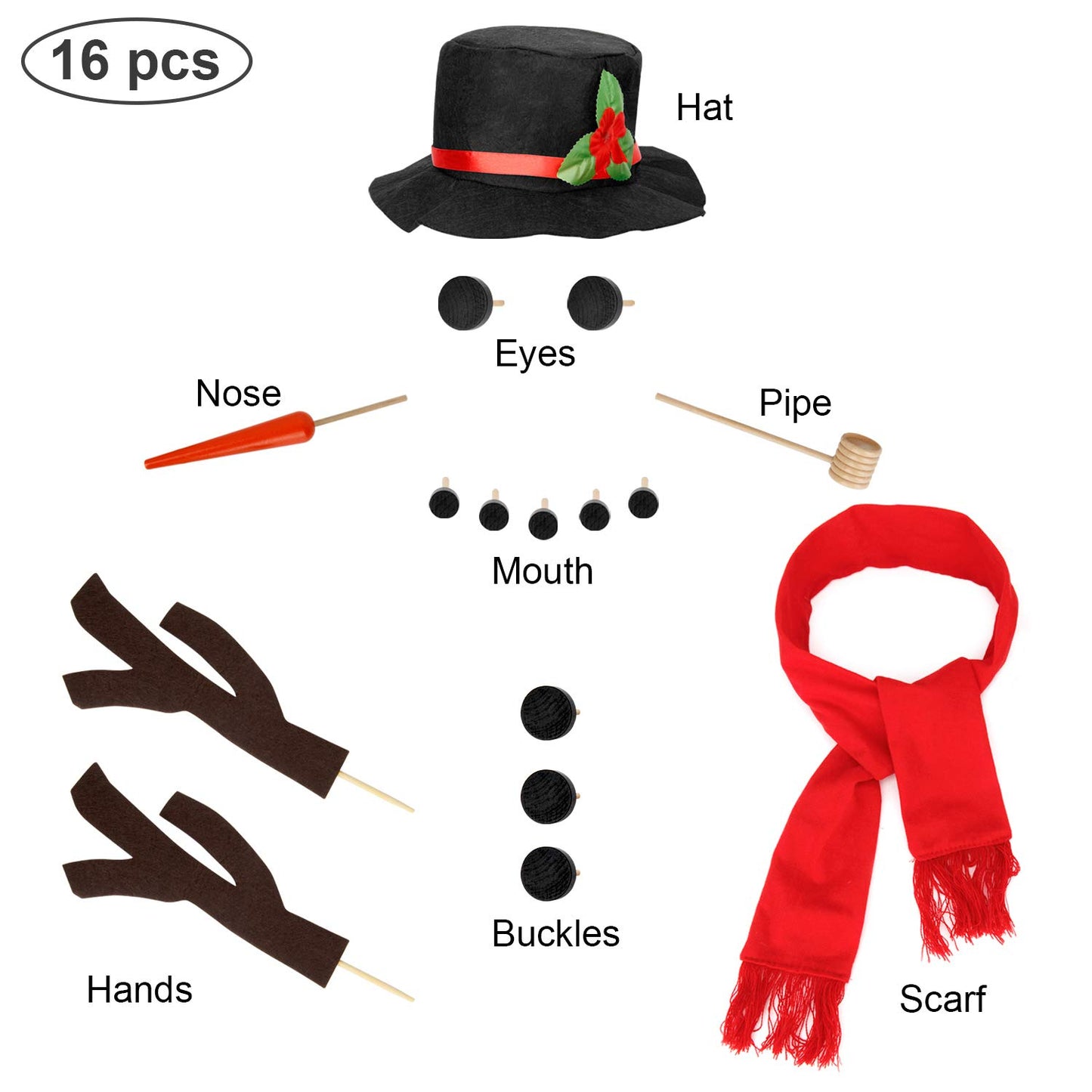 Colovis 16Pcs Snowman Decorating Kit, Snowman Making Kit Snow Toys for Winter Outdoor Party Christmas Holiday Decoration(2 Pack)