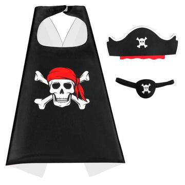 Riorand Cartoon Pirate Dress Up Satin Capes Cosplay Birthday Party Kids Costume (1-Pack) (Red)