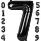 40 Inch Number 7 Balloon, Jumbo Black Seven Birthday Decorations, 7 17 27 70 Year Old Balloon, Mylar Foil Balloon Number For Eng