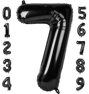 40 Inch Number 7 Balloon, Jumbo Black Seven Birthday Decorations, 7 17 27 70 Year Old Balloon, Mylar Foil Balloon Number For Eng