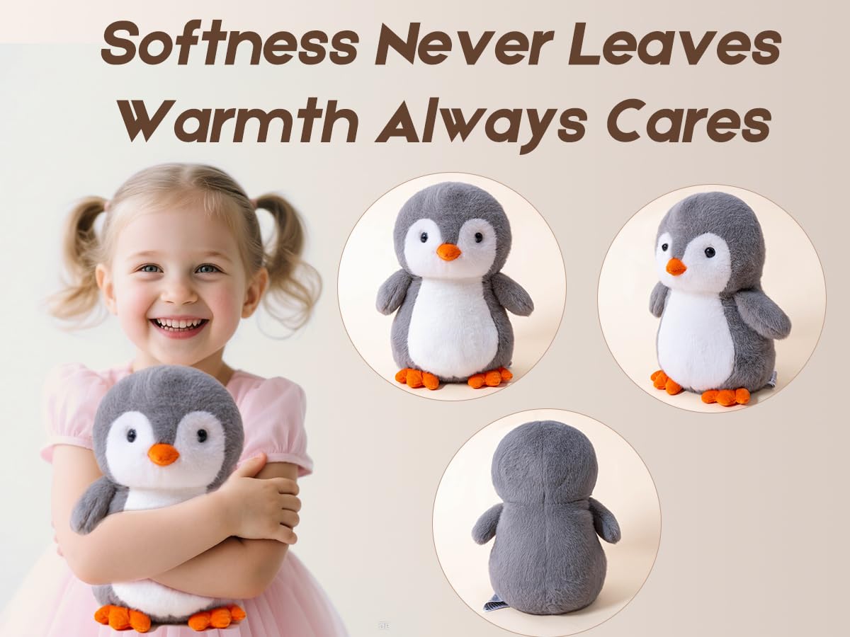 Gudisi Microwavable & Weighted Penguin Stuffed Animals for Warmth & Comfort  Heatable Lavender Scented Cute Soft Plushie Toy Gift for Boys  Girls Kids & mature-themeds