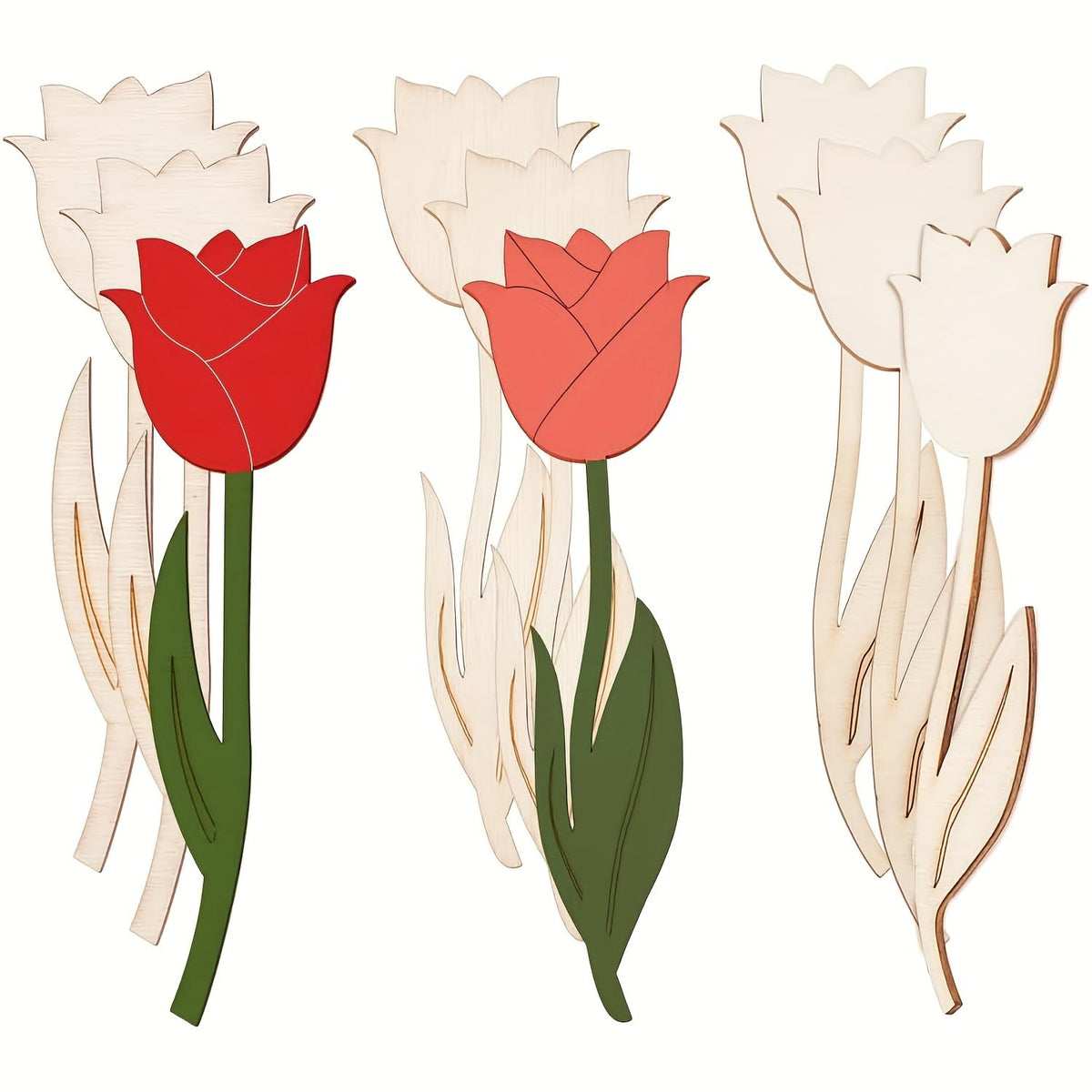 Cliths 12Pcs Wooden Rose Shaped Craft Kit Diy Painting Wood Slices For Wedding, Birthday & Festival Decorations |Hanging Wooden 