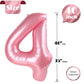 Pearlescent Pink 4 Balloon, Number Balloons 40 Inch, 4Th Birthday Decorations For Girls Four Large Numbers For Party Decor, Numb