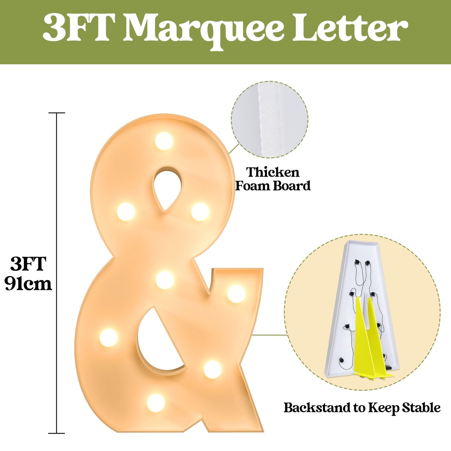 3Ft Marquee Light Up Letters, Large Marquee Letters & For Party Decorations, Big Baby Letters For Baby Shower Birthday Party Dec