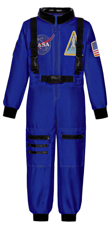 Costumerry Astronaut Costume For Kids Nasa Space Pilot Toddler Boys Birthday Halloween Costumes (Blue, 10-12 Years)