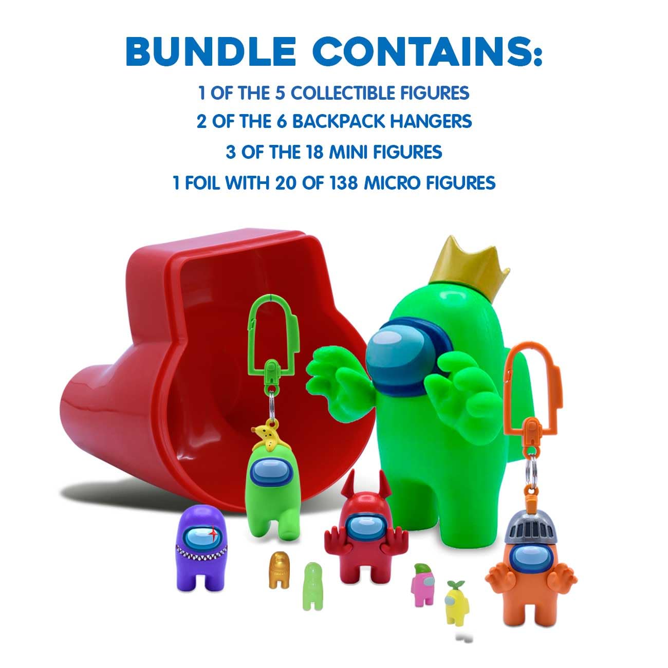 Just Toys LLC Among Us Surprise Bundle - Collectible Figures, Backpack Hangers, Mini & Micro Figures, Multi Color