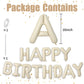 Cream Happy Birthday Balloons Banner, 16 Inch Mylar Foil Letters Birthday Sign Banner, Cream Reusable Birthday Balloons For Wome