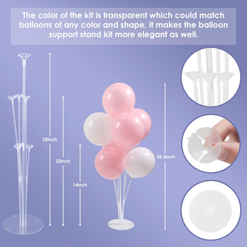 Voircoloria 6 Sets Balloon Stand Kits, Balloon Sticks With Base For Table Centerpieces Graduation Birthday Baby Shower Gender Re