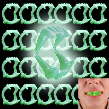 The Dreidel Company Halloween Teeth Glow In The Dark Fangs Teeth, Dress-Up, Pretend Play (24-Pack)