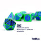 FanRoll by Metallic Dice Games 16mm Metal Polyhedral DND Dice Set: Green w/Blue Enamel, Role Playing Game Dice for Dungeons and