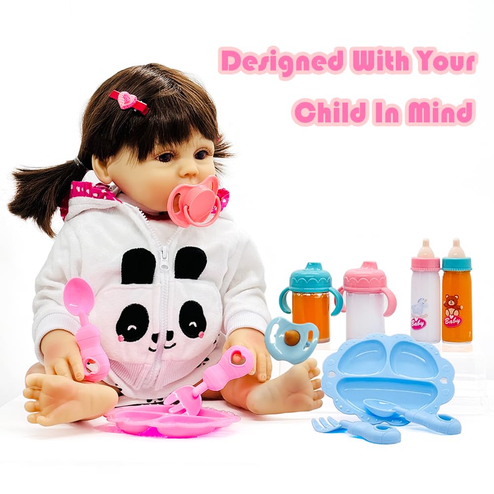 Baby Doll Accessories Magic Bottle Set Magic Disappearing Milk Juice Bottles Sippy Cups With Pacifiers Bowl Spoons, Doll Bottle Toys Feeding Pretend Playset For Kids Girls Ages 3+ (Small Set(10Pcs))