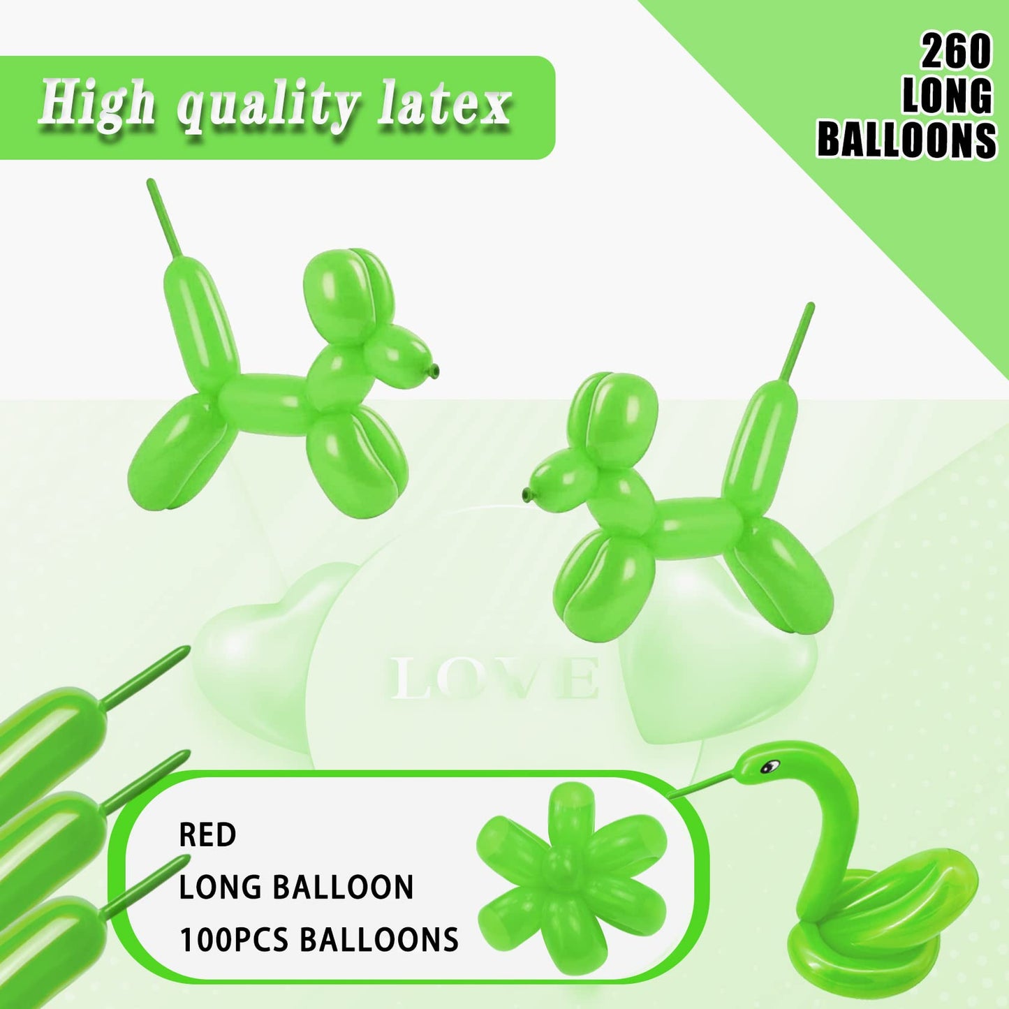 260 Long Balloons For Balloon Animals 100 Pack Thickening Latex Modeling Long Magic Balloons Twisting Diy Animal Balloon For Beg