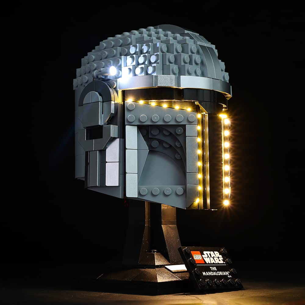 [Only Light Kit Included] Led Light Kit For The Mandalorian Helmet, Lighting Set Designed For Lego 75328 Building Blocks Model