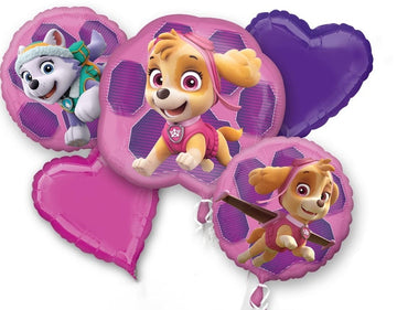 Paw Patrol Girls Pup Skye and Everest Foil Balloons Birthday Party Supplies (5 Piece Bouquet)
