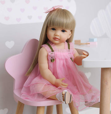 Roshuan Reborn Baby Dolls Girl 22 Inch Lifelike Realistic Toddler Reborn Doll Silicone Vinyl Full Body Waterproof With Blond Lon