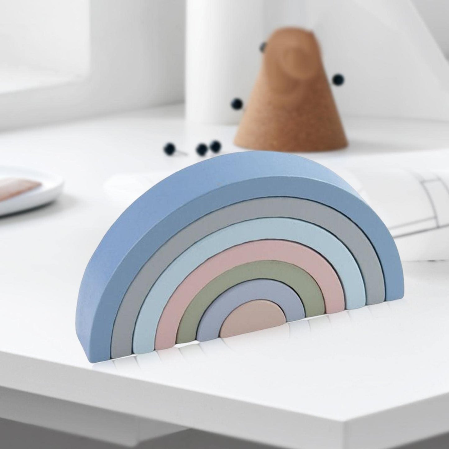 Atorse 7X Rainbow Stacking Toy For Boys Girls Kids Shape Matching Learning Blue|Baby | Toys For Baby | Developmental Baby Toys