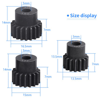 CrazyHobby RC Metal 54T 32P Spur Gear &15T/17T/19T Pinions Gear Set & 3.175mm Coupler for Traxxas Slash 4x4 4WD/2WD/VXL Rustler