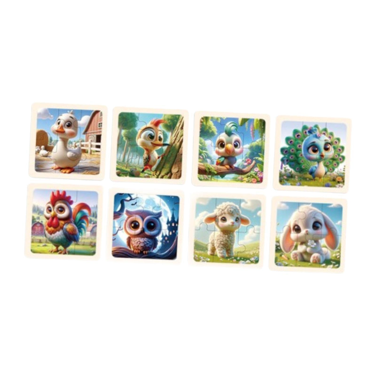 BNF8Pcs Wooden Jigsaw Puzzle Cute Children Beginner Puzzle Set Shapes Preschool Animal Puzzle|Baby | Toys for Baby | Development