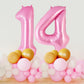 Pink Number 14 Balloon, 40 Inch Big Large Foil Helium Number Balloons, Giant Mylar Number 14 Balloons For 14 Years Old Birthday