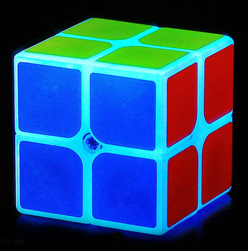 Tanch Blue Fluorescent Speed Cube 2X2X2 Glow In Dark Magic Cube Puzzle Luminous Magic Cubes