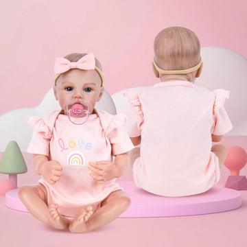 Aori Lifelike Baby Dolls Clothes 20 Inch Pink Clothes Set For 17-20 In Realistic Girl Doll
