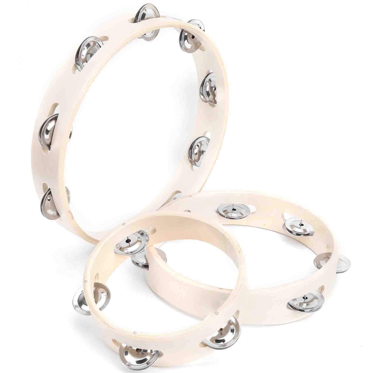 Tambourine, Smooth Wooden Tambourine, Wood Material Convenient To Use Ergonomic Handle For Dancing Parties Use Concerts