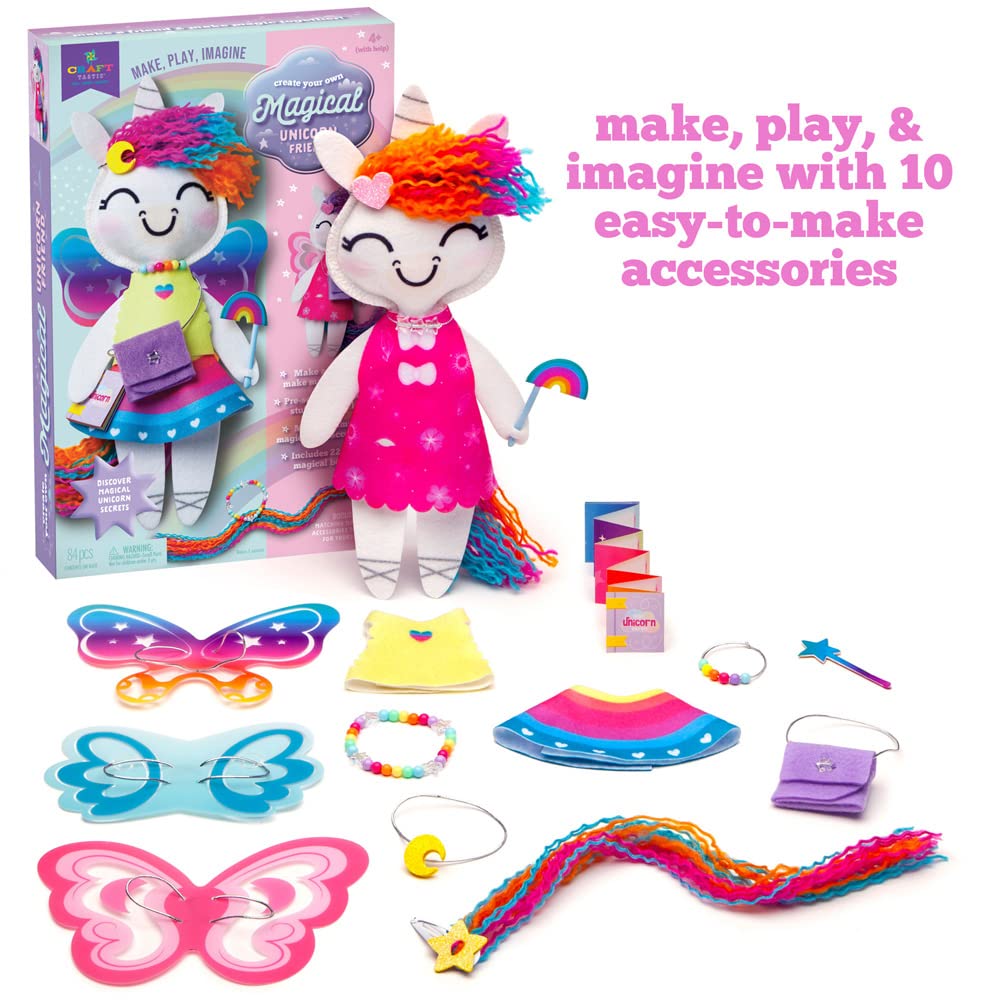 Craft-tastic -Make a Unicorn Friend Craft Kit - Learn to Make Easy-to-Sew Stuffie with Clothes & Accessories - Ages 4+