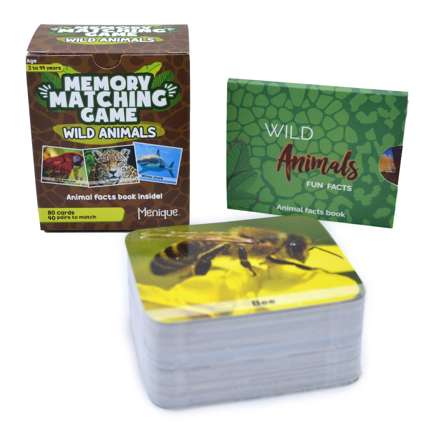 Menique Memory Matching Game, Wild Animals, Cardboard, Multicolor