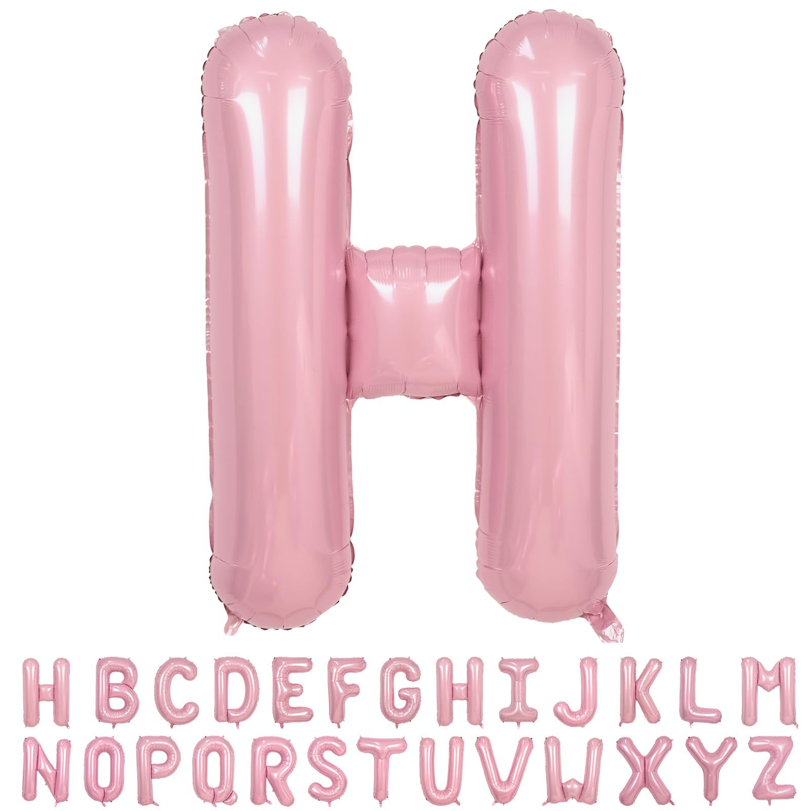 40 Inch Pink Letter Balloons, Large H Letter Balloons Foil Helium Balloons, Mylar Big Single Alphabet H Balloons, Pink Balloon L