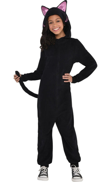 Amscan Stunning Black Cat Zipster Costume For Girls (Medium 8-10) - 1 Pc - Unique, Cute & Cozy - Perfect For Halloween & Cosplay