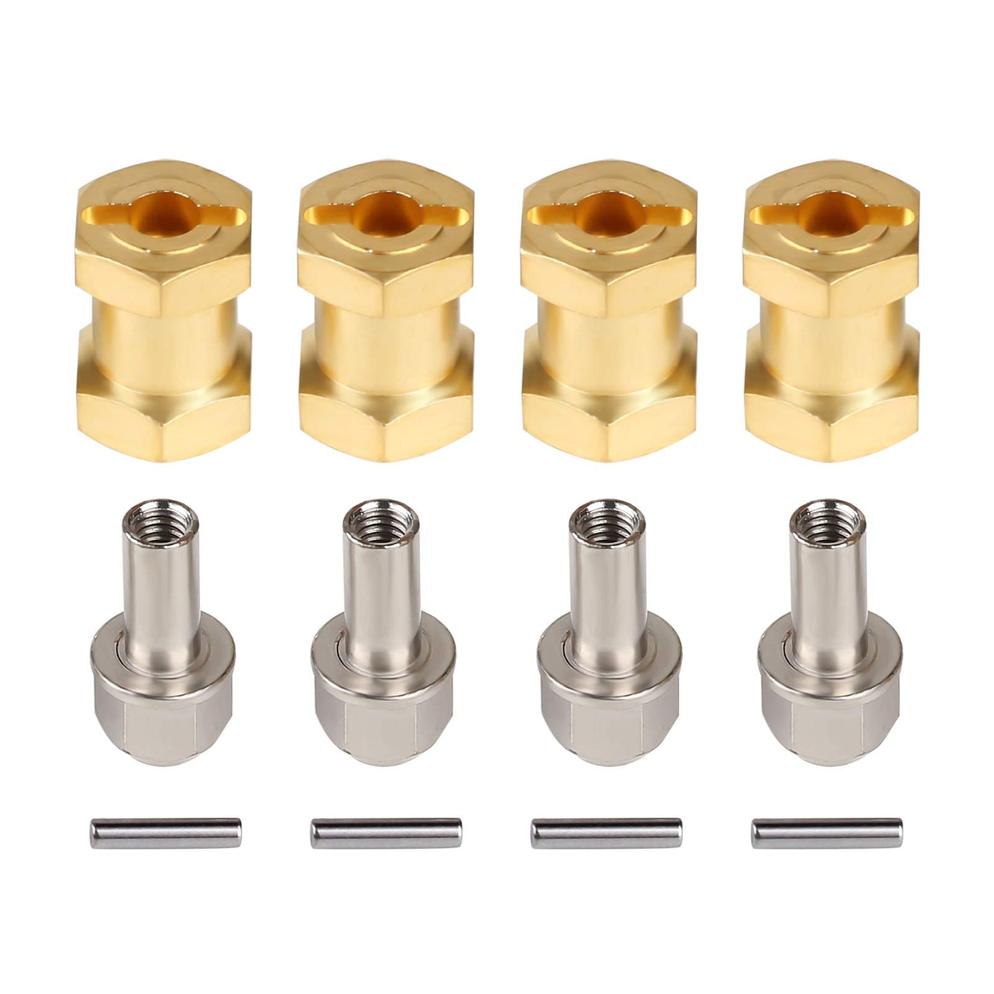 INJORA RC Hex Hub 12mm Brass Wheels Hex Hub Extension Hex Drive Adapter for 1/10 RC Crawler Axial SCX10 90046 D90 (17mm)