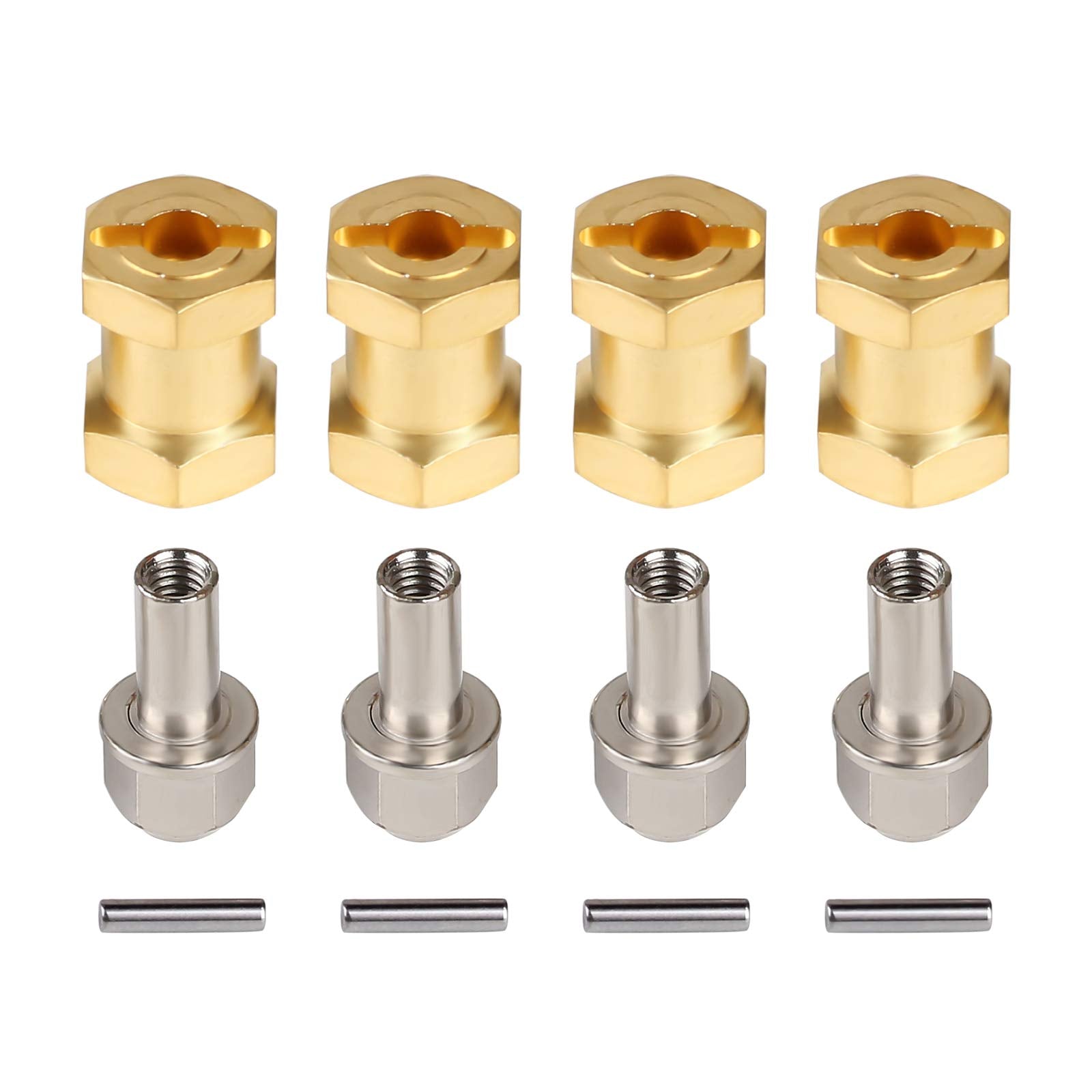 INJORA RC Hex Hub 12mm Brass Wheels Hex Hub Extension Hex Drive Adapter for 1/10 RC Crawler Axial SCX10 90046 D90 (17mm)