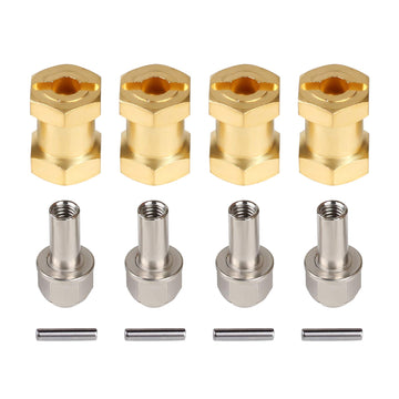INJORA RC Hex Hub 12mm Brass Wheels Hex Hub Extension Hex Drive Adapter for 1/10 RC Crawler Axial SCX10 90046 D90 (17mm)