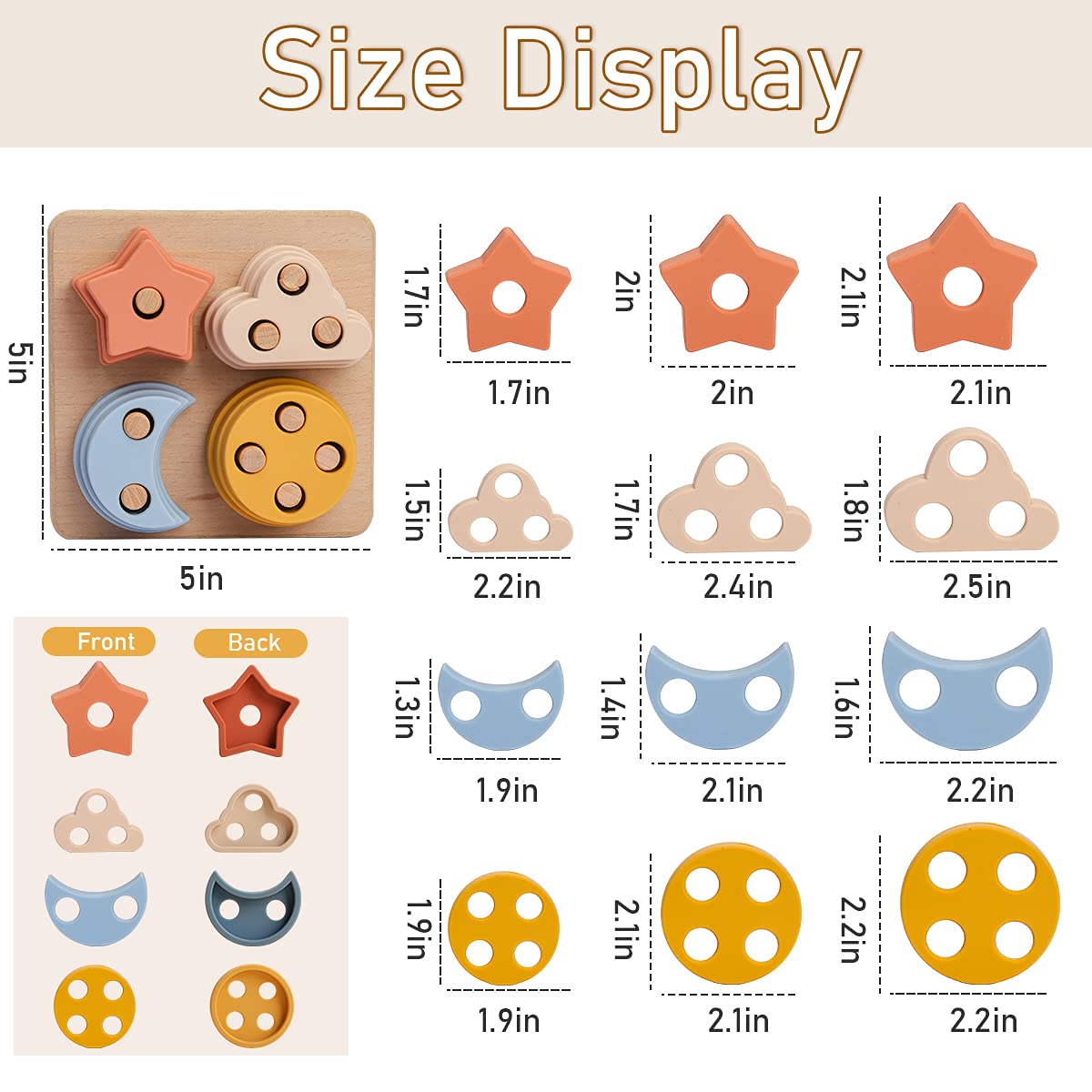 Youuys Stacking Montessori Toys For Toddler 1 2 3 Year Old, Shape Sorter Silicone Sorting And Stacking Toys - Preschool Fine Motor Skill Toy Sorter Puzzles Boys Girls Gifts 18+ Months Old (Square)