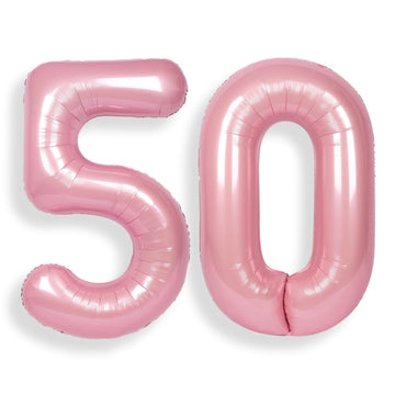 Suwen 40 Inch Large Pink 50 Balloon Numbers Big Foil Helium Number Balloons 0-9 Jumbo Happy 50Th Mylar Birthday Party Decoration