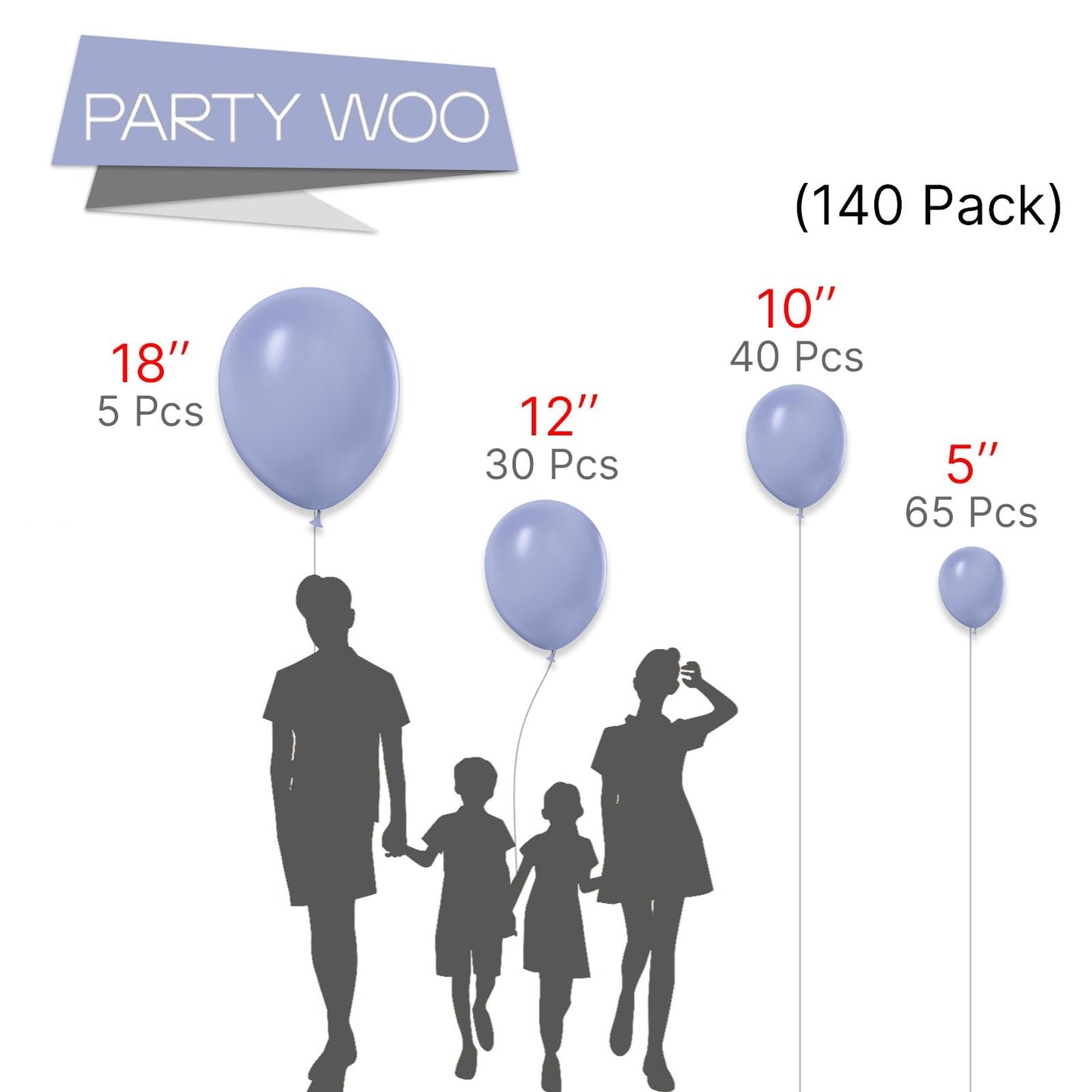 Partywoo Dusty Blue Balloons, 138 Pcs Boho Blue Balloons, Blue Balloons Different Sizes Pack Of 18 Inch 12 Inch 10 Inch 5 Inch Slate Blue Balloons, Lavender Balloons For Party Decorations, Blue-F49