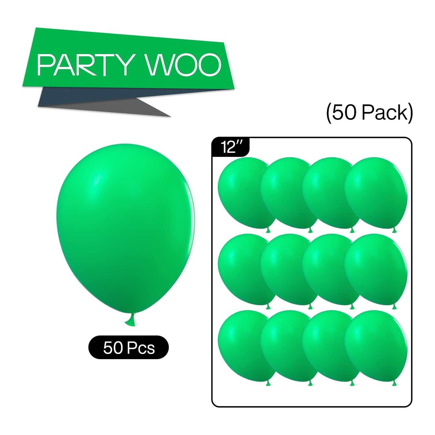 Partywoo Clover Green Balloons, 50 Pcs 12 Inch Malachite Green Balloons, Green Balloons For Balloon Garland Balloon Arch As Party Decorations, Birthday Decorations, Baby Shower Decorations, Green-Y24