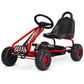 Costzon Go Kart For Kids, 4 Wheel Pedal Powered Go Cart With Adjustable Seat, Handbrake & Non-Slip Wheels, Outdoor Racer Ride On Pedal Car, Gift For Boys Girls (Red)