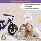 KRIDDO Toddler Balance Bike, 12" Push Bicycle, Ages 18 Months to 5 Years, Blue, Carbon Steel, Model KB002-BLUE, Customizable Stickers Included