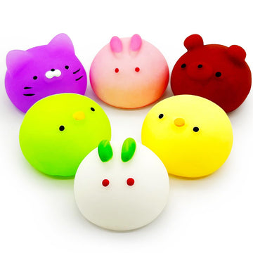 6 Pcs Mochi Squishy Toys For Kids Party Favors, Mini Round Animals Toys Kawaii Squishies For Classroom Prizes, Easter Basket And