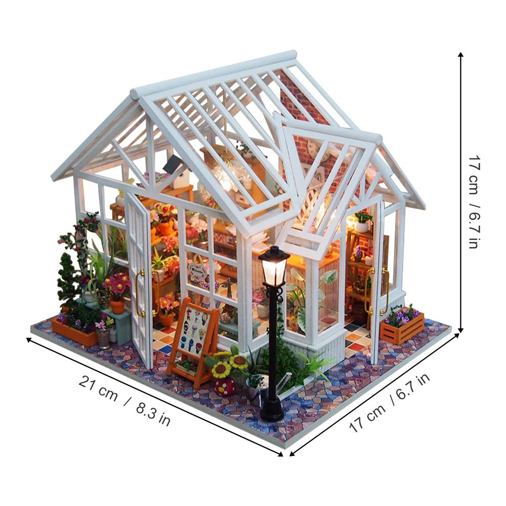 Gudoqi Diy Miniature Dollhouse Kit, Tiny House Kit With Music, Miniature House Kit 1:24 Scale, Great Handmade Crafts Gift For Birthday Easter, Beautiful Flower Shop