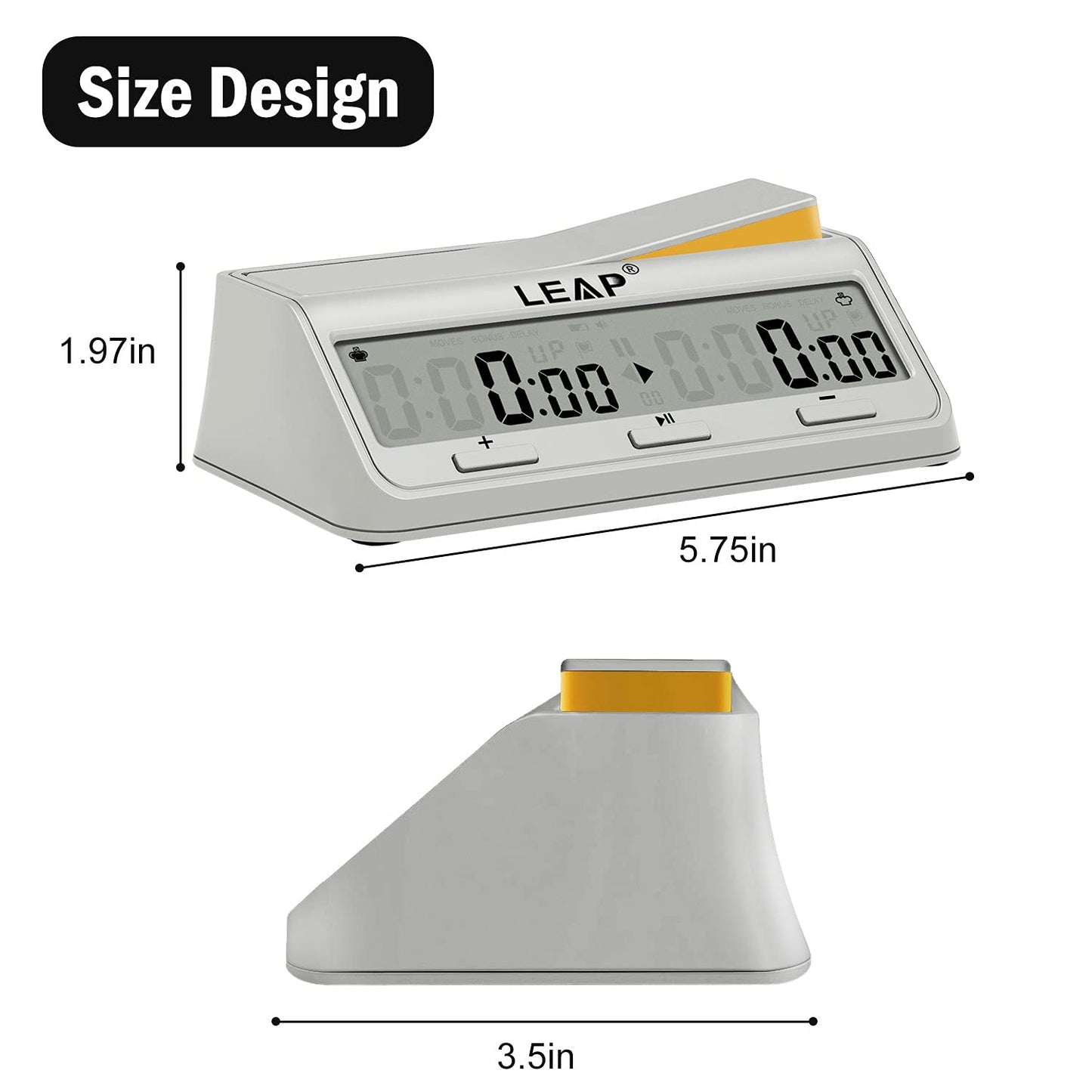 Leap Chess Clock Programme Updated Digital Timer Advanced For Game And Chess Timer With Bonus & Delay Count Down Up Alarm Milk White
