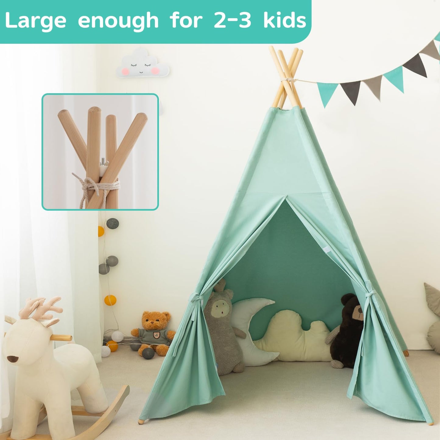 Rongfa Teepee Tent For Kids-Portable Children Play Tent Indoor Outdoor (Green)